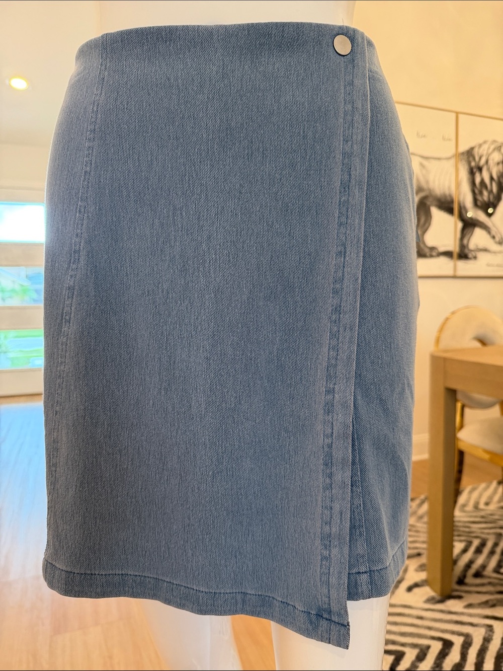 Blue Denim Faux Wrap-Style Women's Skort